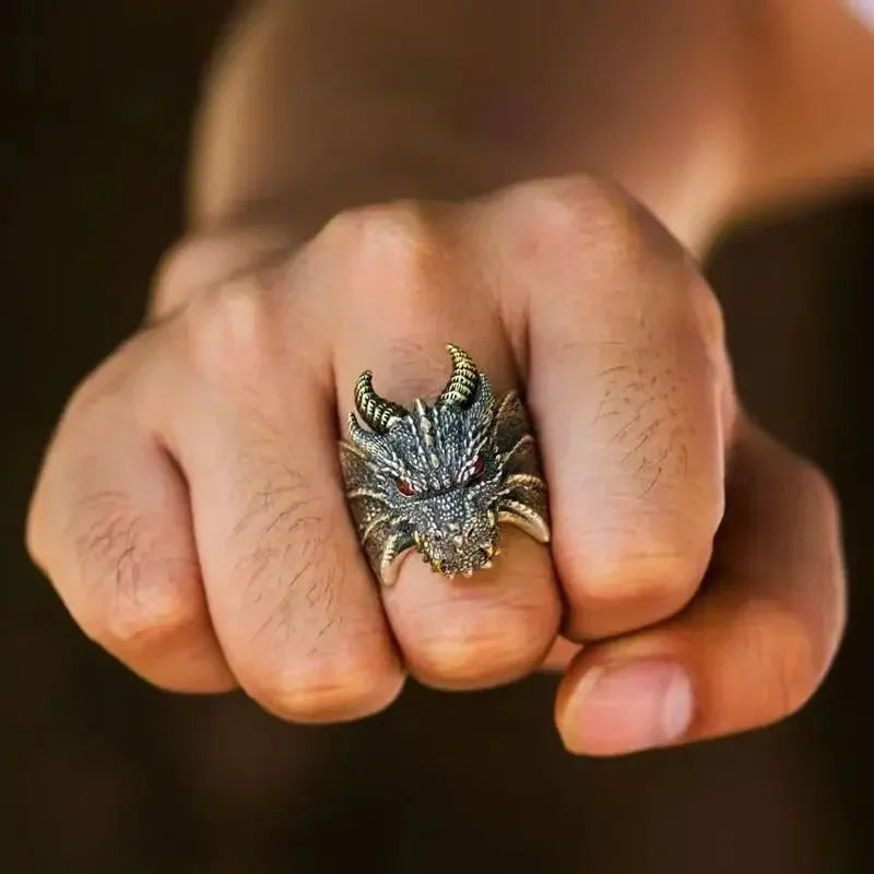 Retro Style Fire-Breathing Dragon Ring - Power & Magic