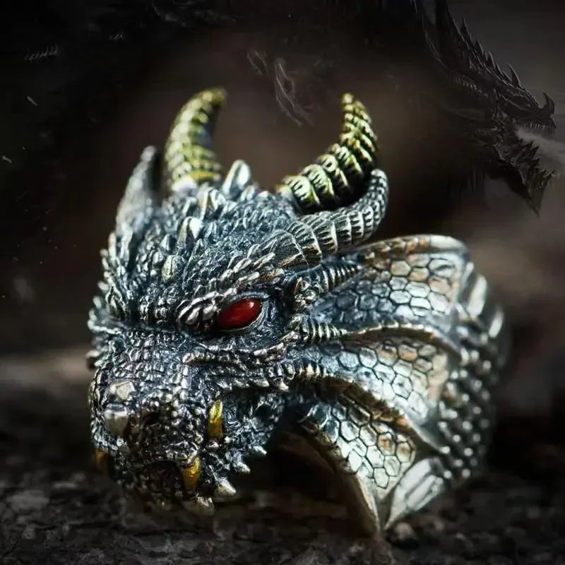 Retro Style Fire-Breathing Dragon Ring - Power & Magic